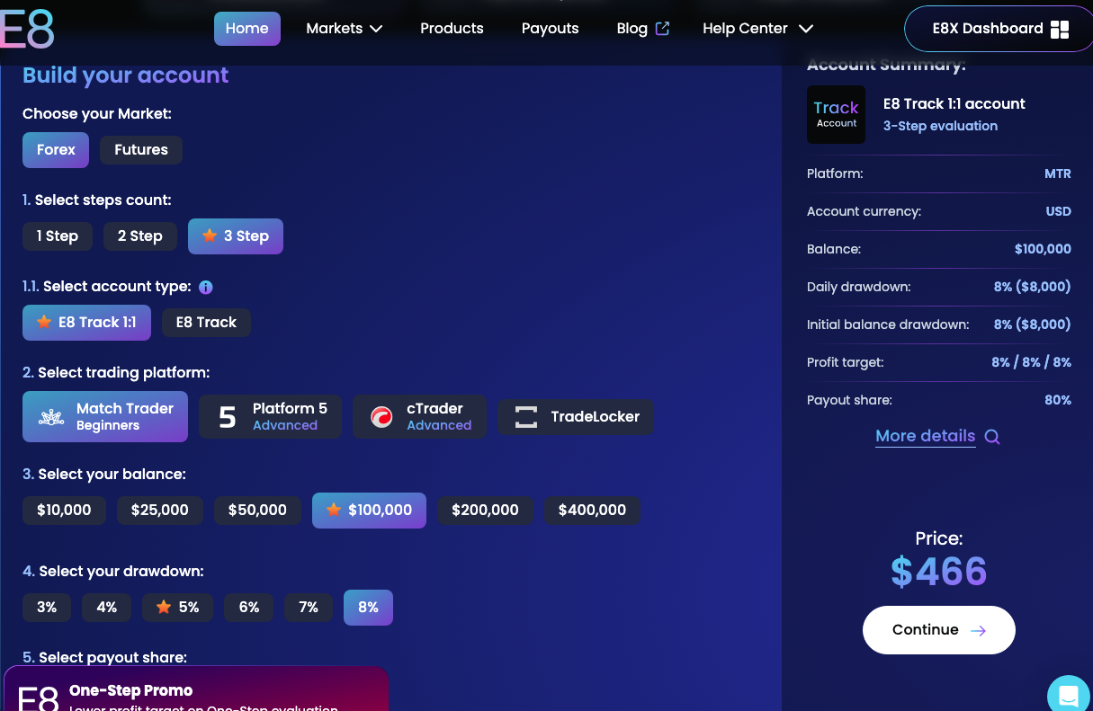 E8 Track 1:1 compte en 3 étapes